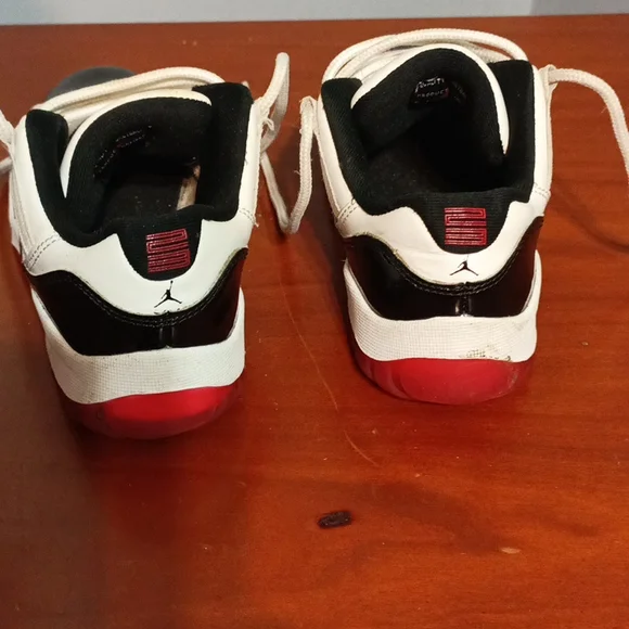 Jordan little boys size 13 white, black with red soles and tips sneakers